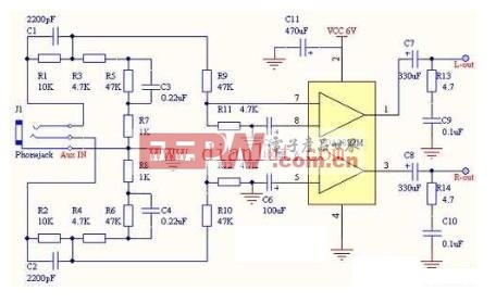 的电路图    超重低音耳机放大电路前级采用无源衰减式音调控制电路