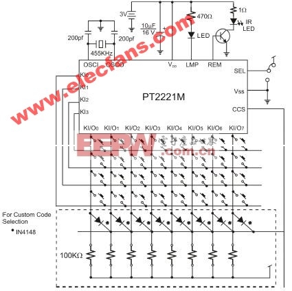 PT2221/PT2222应用电路(红外遥控接收电路)