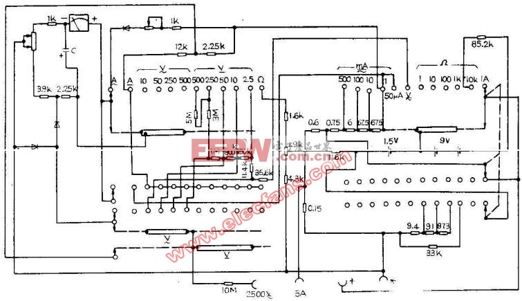 mf62型万用表电路图