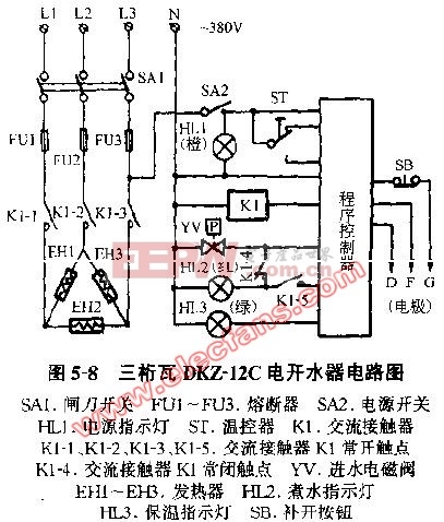三桁瓦DKZ-12C电开水器电路图