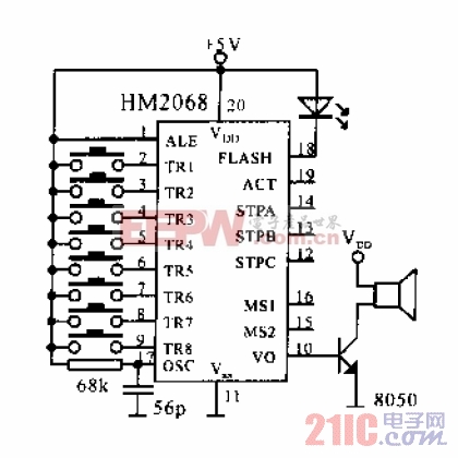 单片机语音合成集成电路HM2068手动操作模式应用电路.jpg