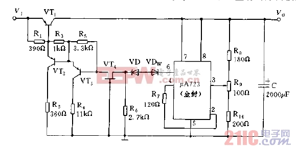 采用μA723构成的低功耗电压稳压器电路图.jpg