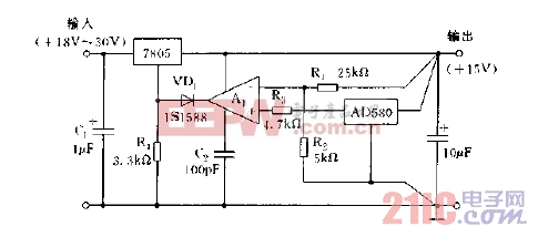采用基准稳压器AD580的高稳压电源电路图.jpg
