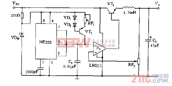 NE555构成的脉宽调制式开关稳压电源电路图.jpg