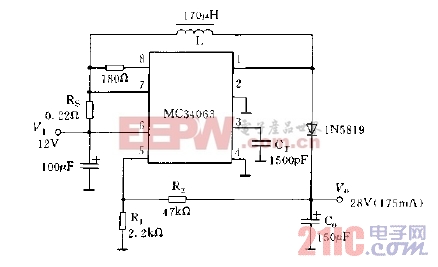 采用MC34063系列构成的升压型稳压电路图.jpg