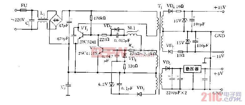 RCC部分谐振型间接控制电源电路图.jpg
