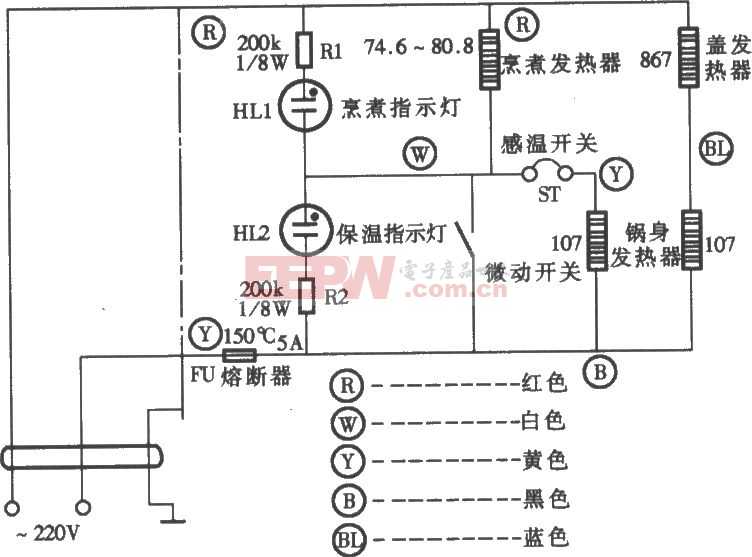 万宝CFXB50-2P电子保温式电饭锅电路图