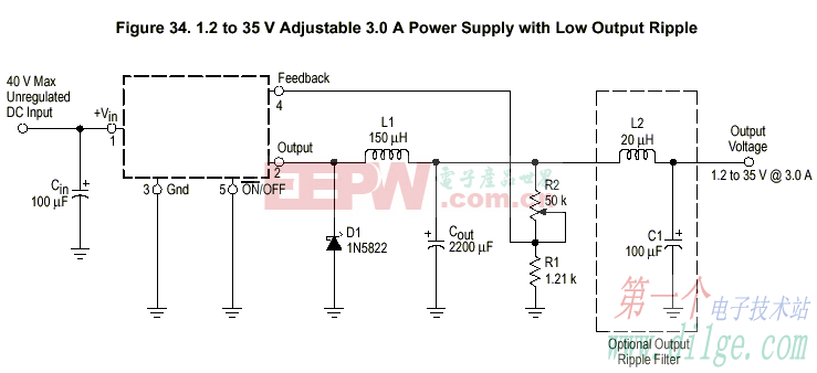 用LM2576-ADJ做的1.2-35V可调3A开关稳压电源