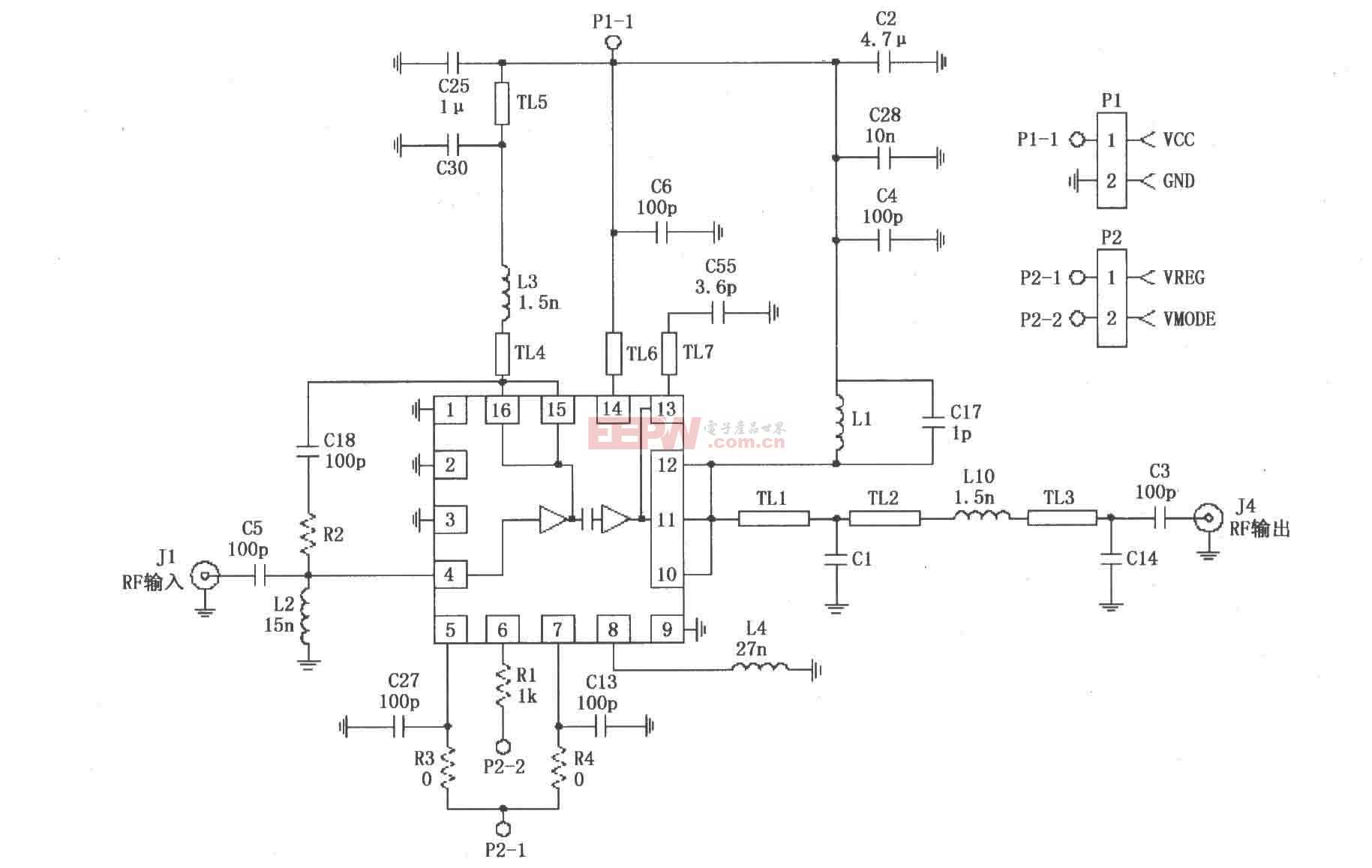 RF2162构成的美国TDMA应用电路图