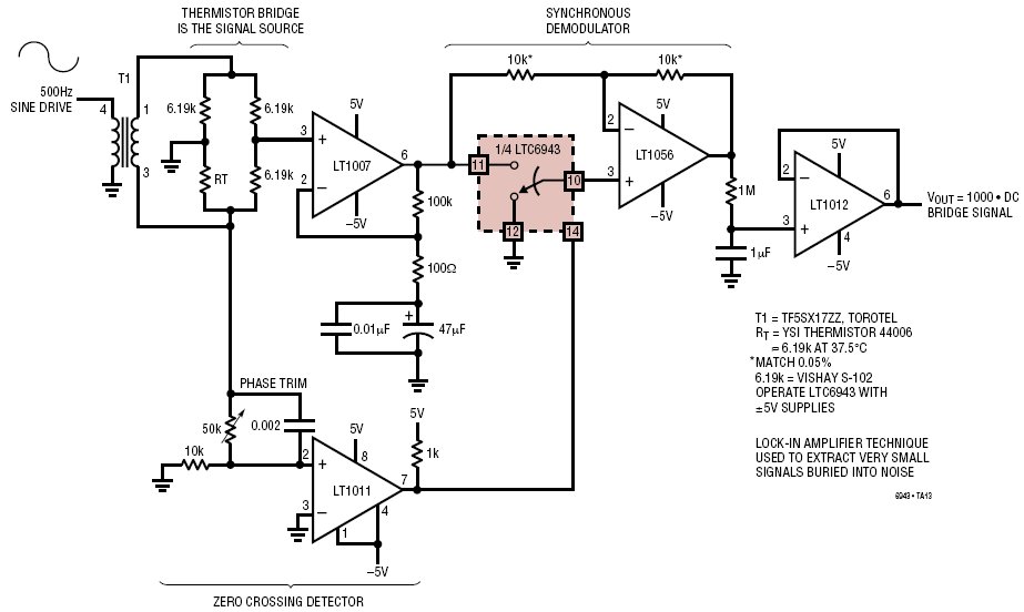 采用一个双开关电容器仪表单元式部件的 50MHz 热敏电阻 RMS 至 DC 转换器