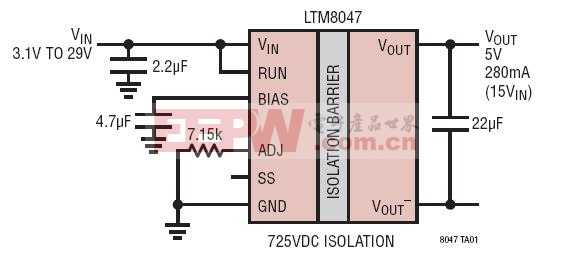 725VDC隔离型低噪声μModule 稳压器