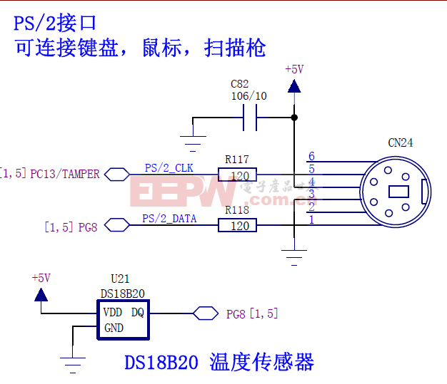 STM32 PS2接口和DS18B20温度传感器