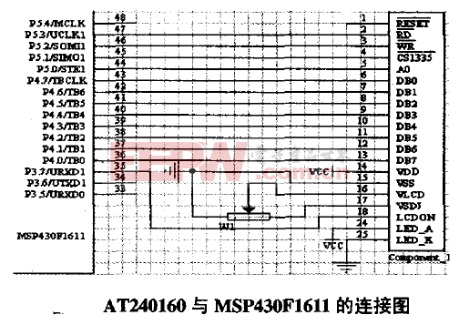 AT24Ol60与MSP430F1611的连接图