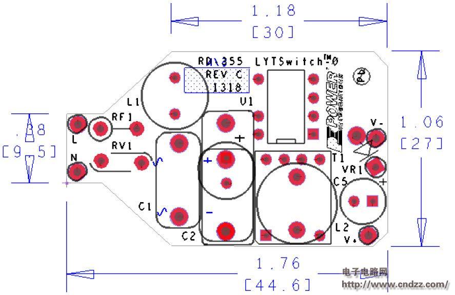 6W非可调光、非隔离降压LED驱动器PCB布局