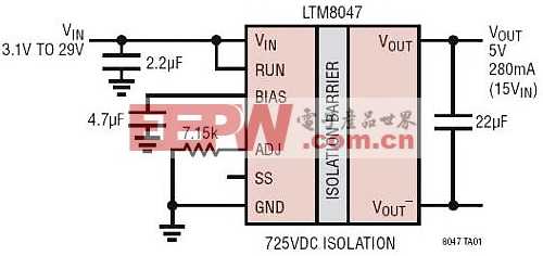 725V DC 隔离型低噪声μModule 稳压器