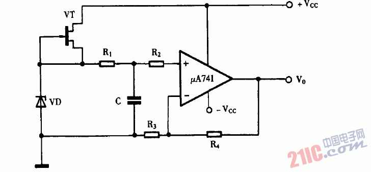 巧用UA741作基准电压源电路图