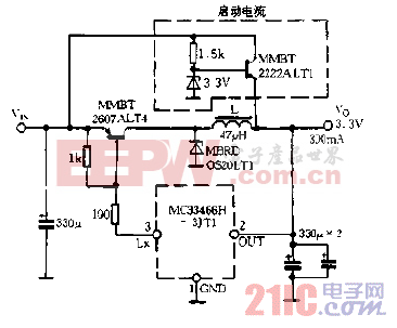 MC33466系列组成降压变换器电路图