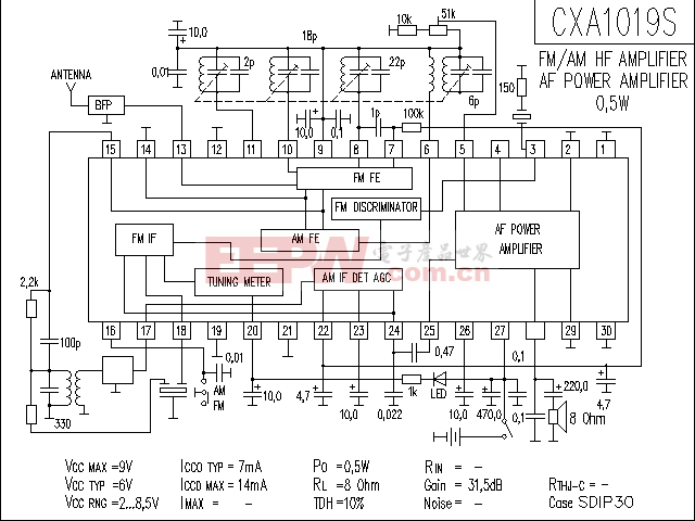 CXA1019S 音響IC電路
