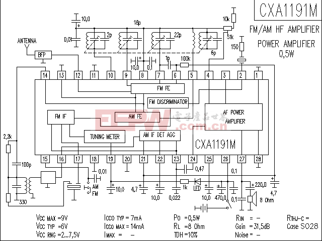 CXA1191M 音響IC電路