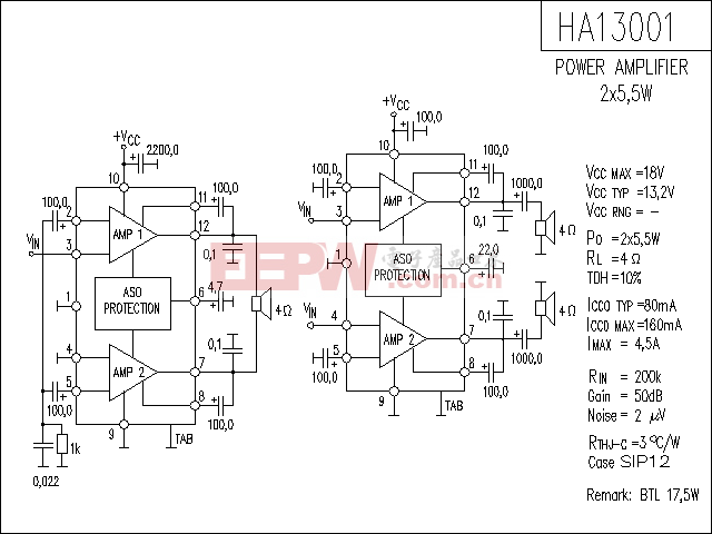 HA13001 音响IC电路