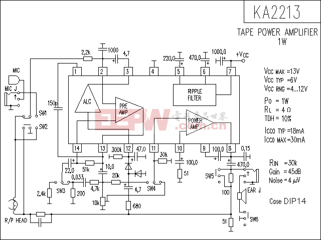KA2213 音响IC电路