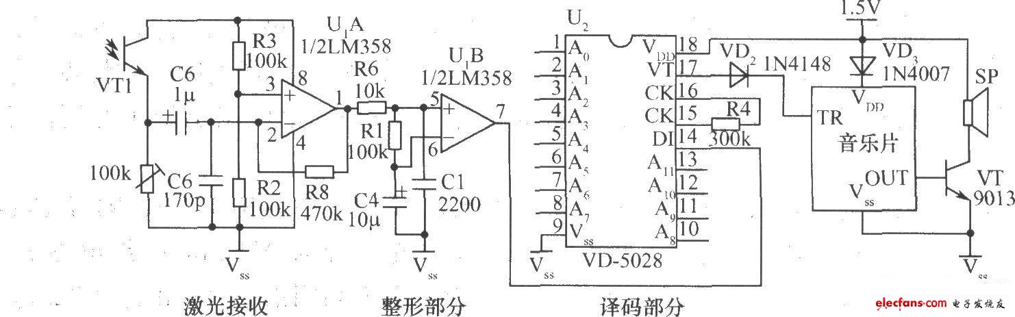 VD5026+激光电筒构成的编码接收电路