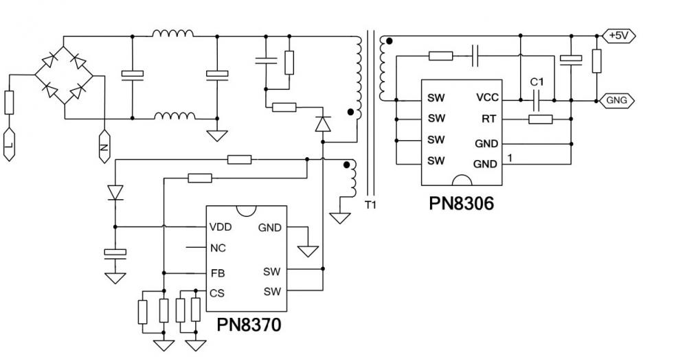 pn8306電池充電器及適配器ic高性能同步整流器