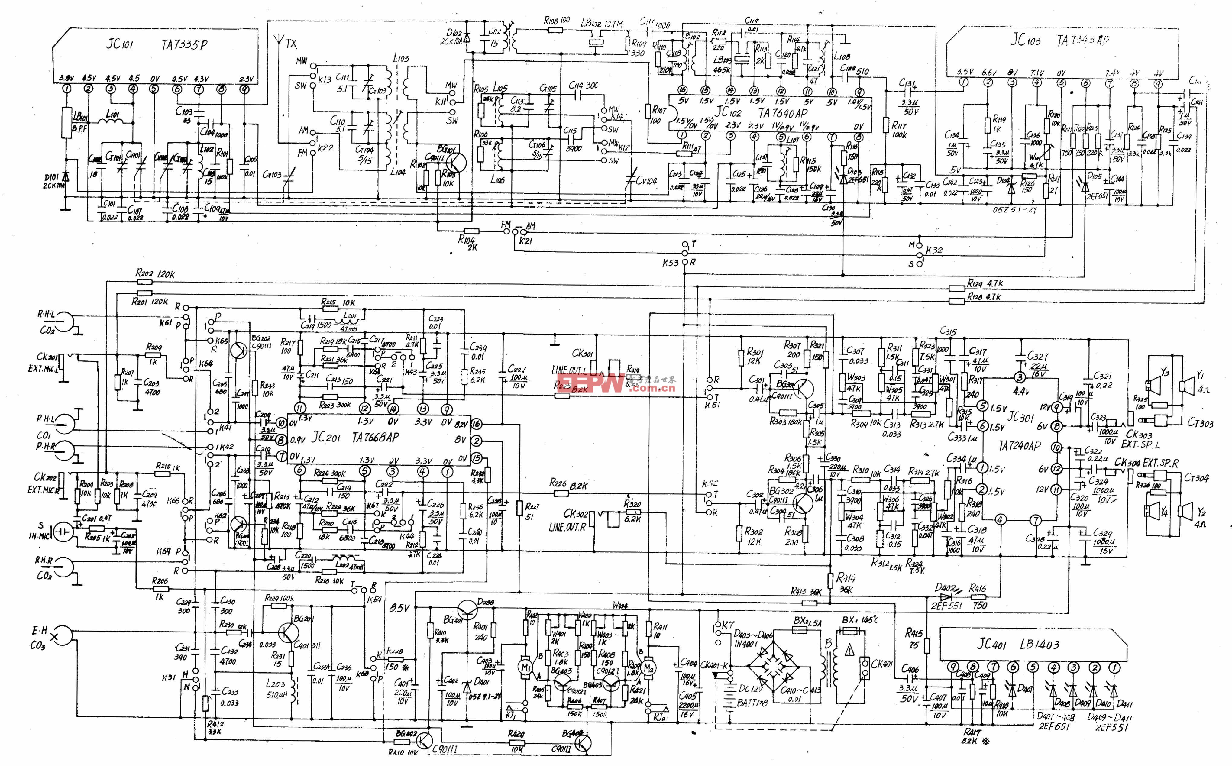华燕8080收录机电路图图片