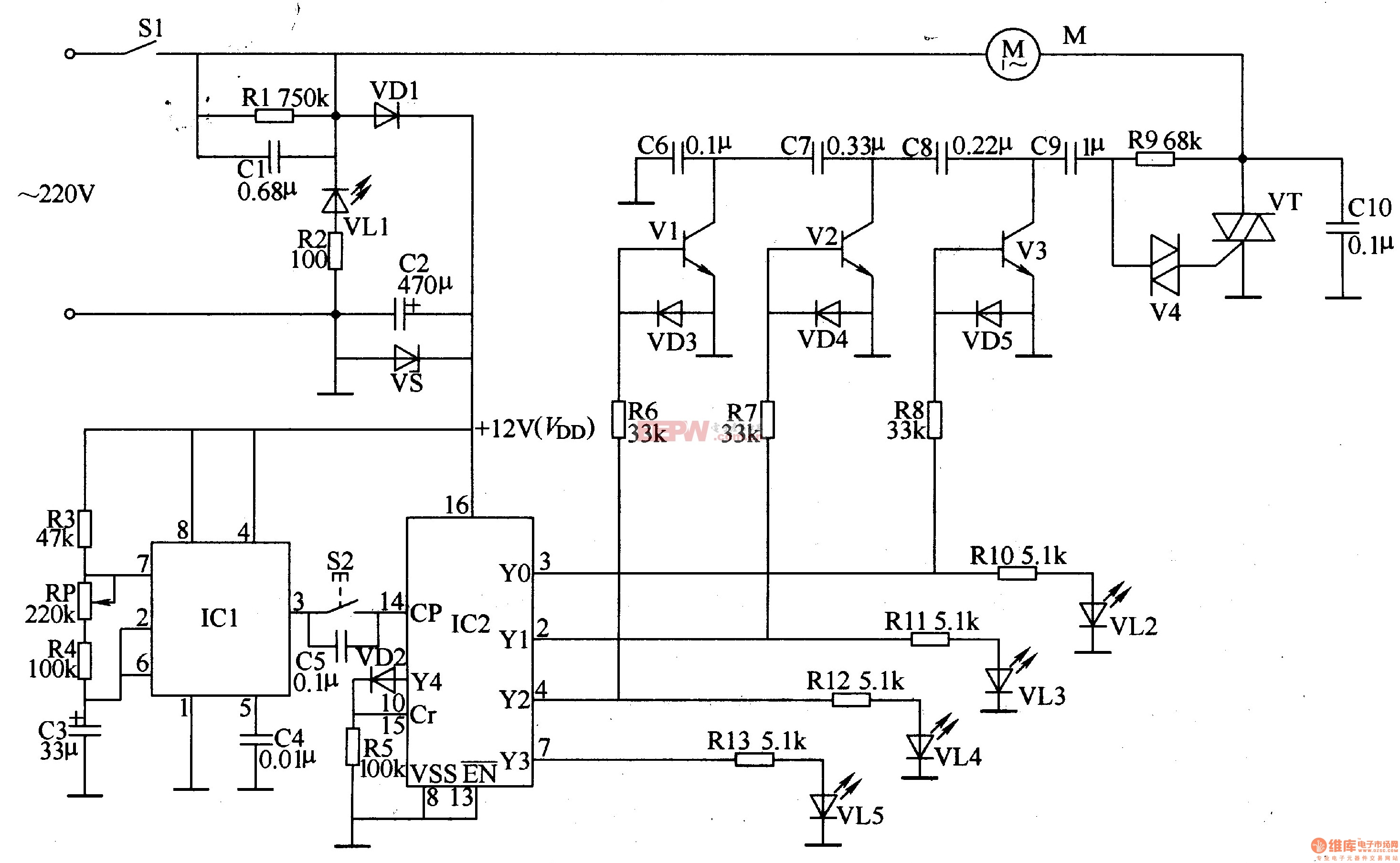 电扇电子调速器电路图图片