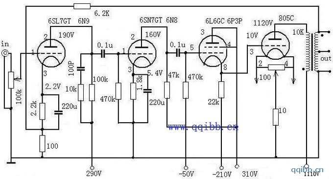 j版805单端胆机电路图图片