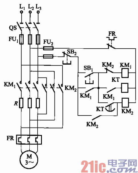 定子回路串电阻降压启动自动控制电路
