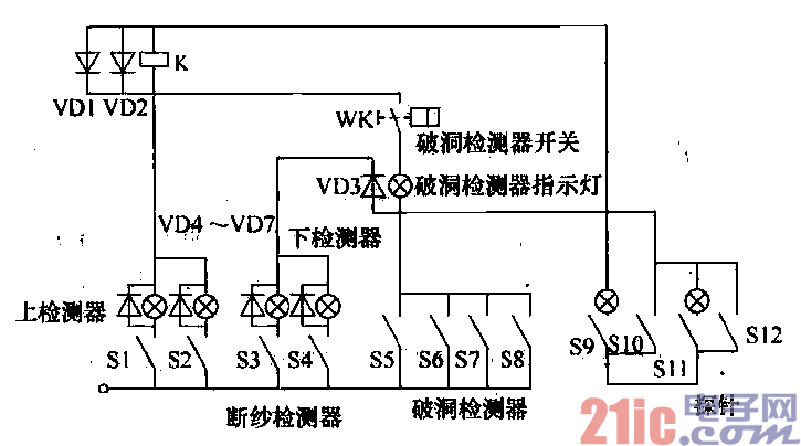 毛巾机故障检测电路