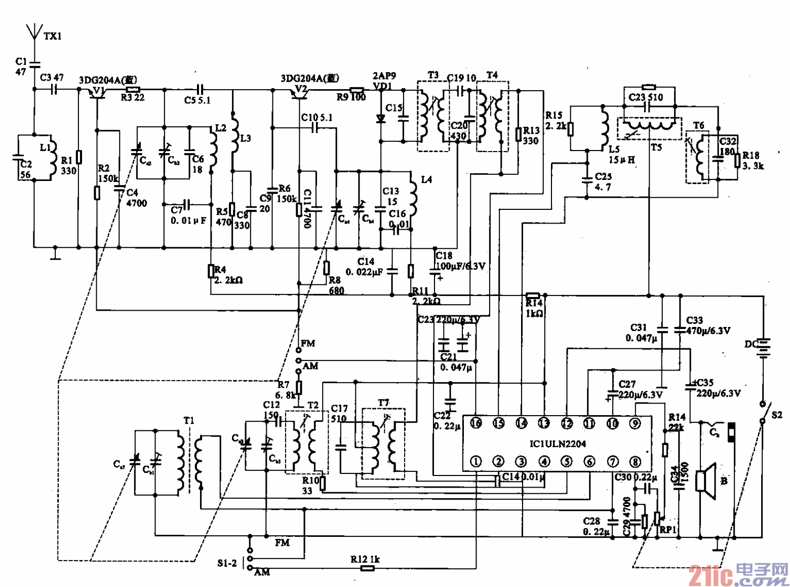 cxa1691收音机电路图图片