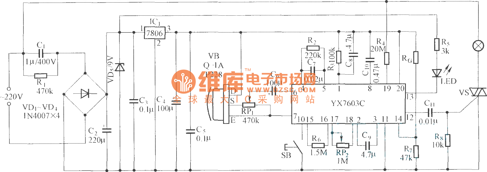 热释电人体感应灯开关-遥控电路