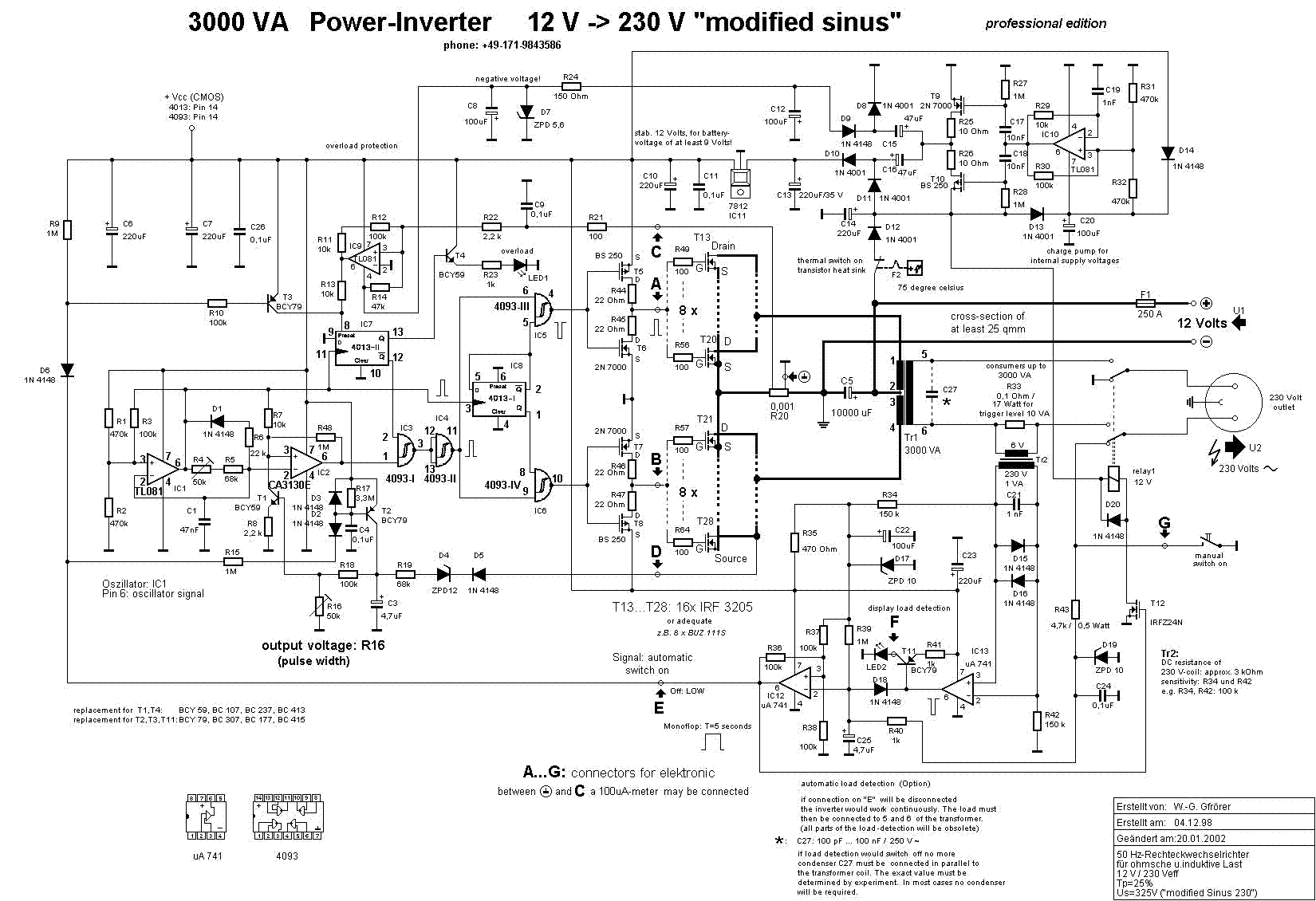 12v230v1千瓦逆变器电路图