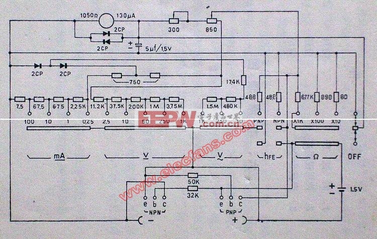 mf40型万用表电路图