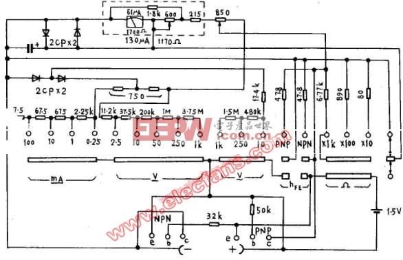 mf50型万用表接线图图片