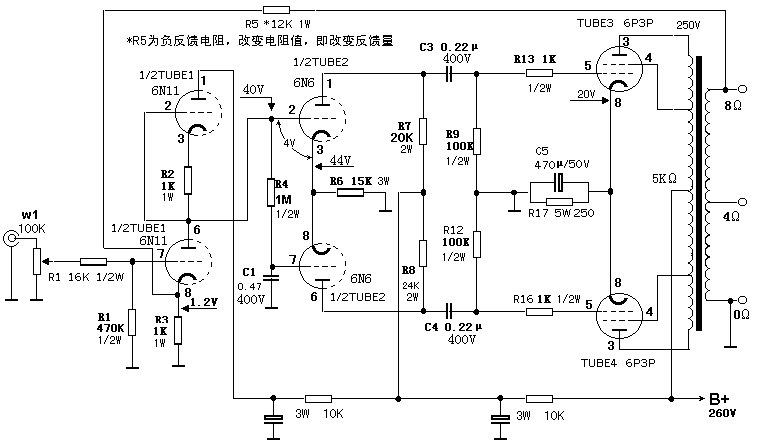 6p3p/el34/kt88推輓合併機-音頻處理電路圖-電子產品世界