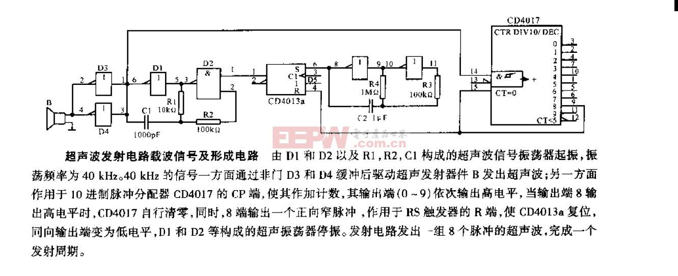 超聲波發射電路載波信號及形成電路